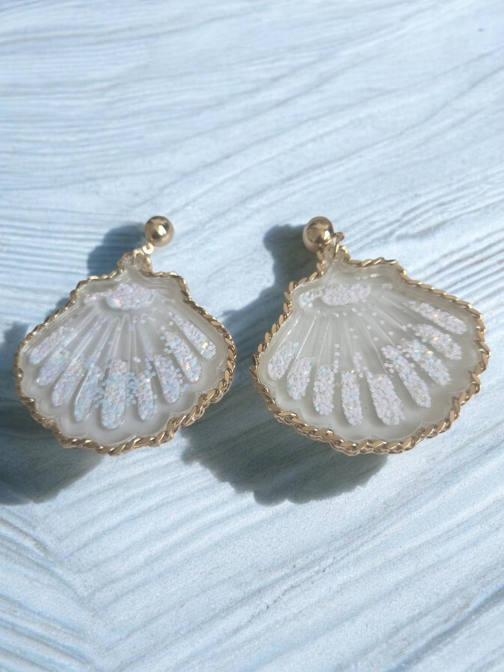 Aldo Gold-Trim Iridescent White Shell Drop Earrings